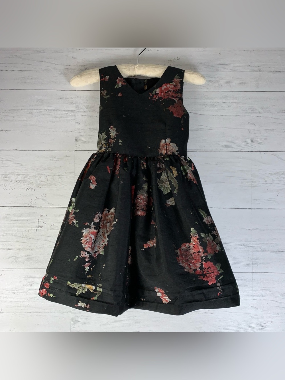 Mia & Mimi black floral shine dressy dress girls size small